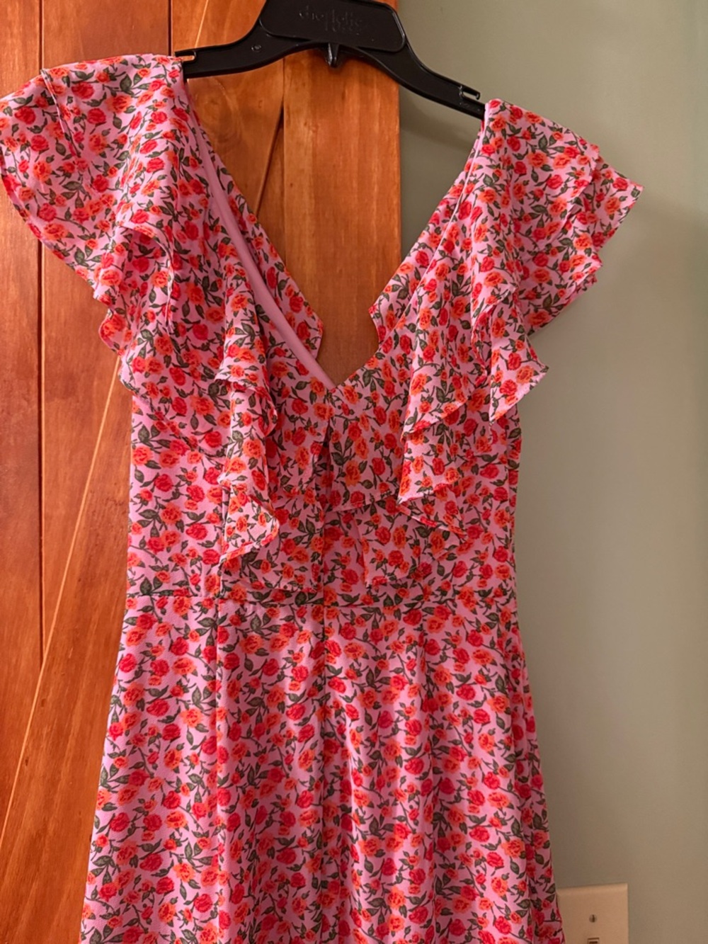 Wayf Red Floral Ruffle High-Low Maxi Dress - Picture 4 of 4